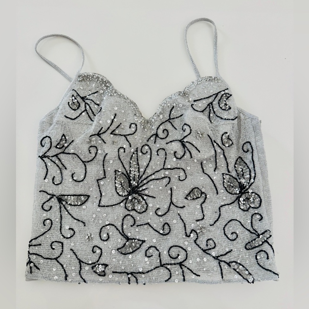 La Perla Vintage Silver and Black Embellished corset